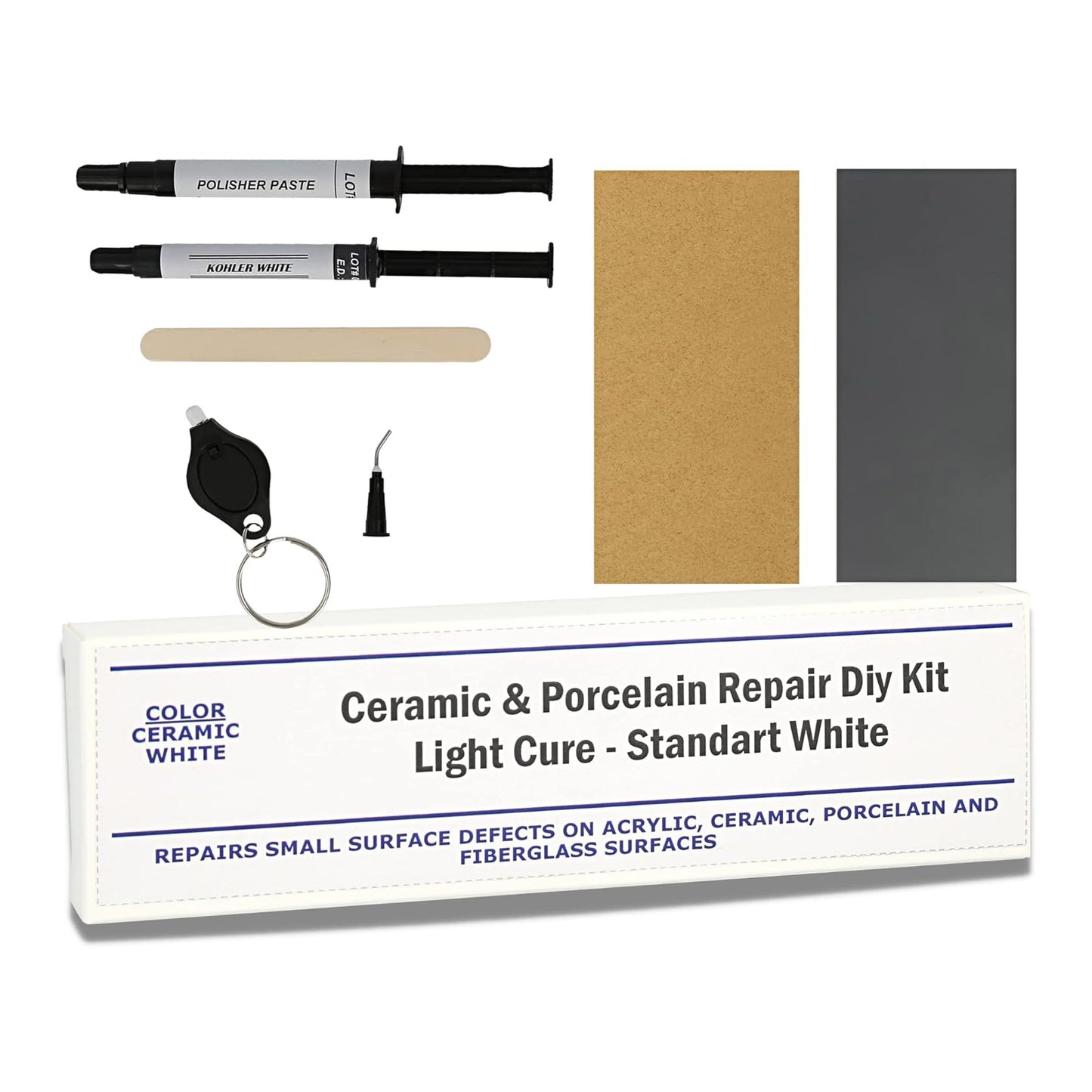 Granite Repair Kit (White) I Suitable for Most Repairs I Also for Tile, Countertop, Porcelain, Fiberglass & Ceramic Surfaces I Fix Broken Chips & Cracks in Minutes